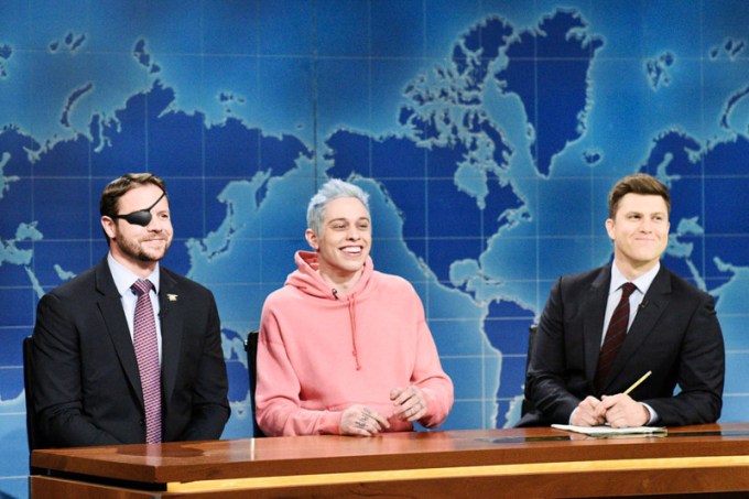 Pete Davidson with blue hair on ‘SNL.’