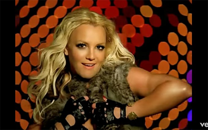 Britney Spears in a fur vest