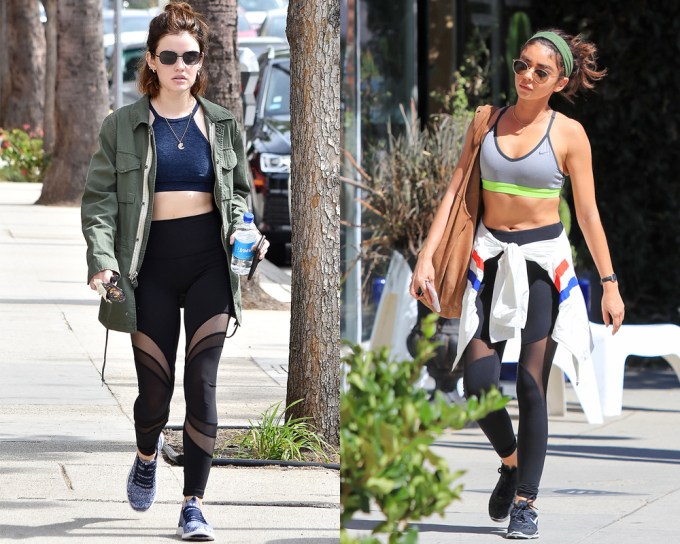 Kendall Jenner steps out in blue leggings from Alo Yoga: Shop her lookWhere  to buy Kendall Jenner blue leggings: ALO Yoga Airbrush Leggings