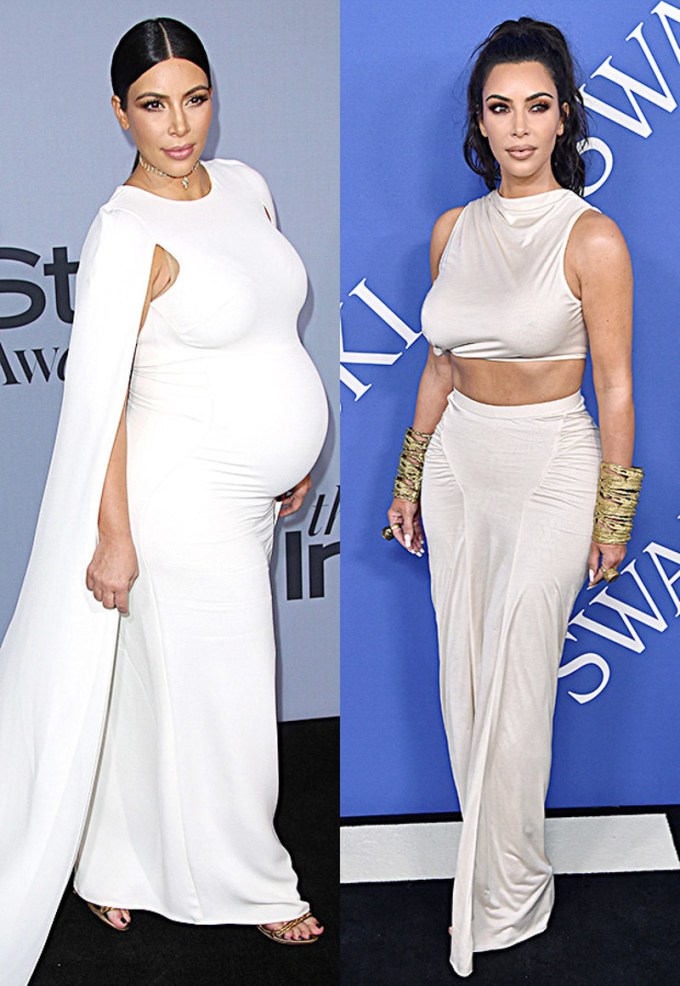 Kim Kardashian before and after her pregnancy with Saint West