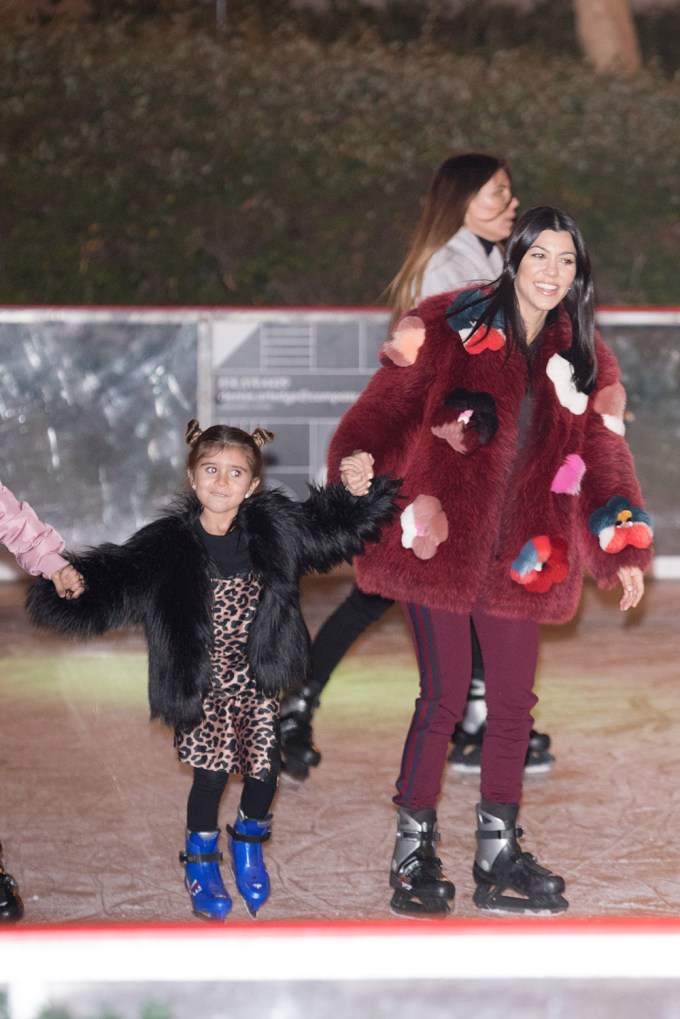 Kourtney Kardashian & Penelope Disick In Fur