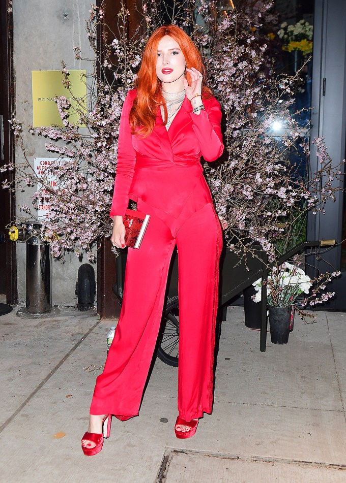 Bella Thorne Stuns In A Red Jumpsuit