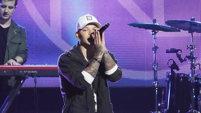 Country Music Singer Kane Brown is seen singing live in Hollywood.
