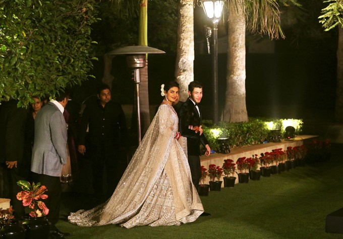 Priyanka Chopra and Nick Jonas captured walking around the grounds of their venue