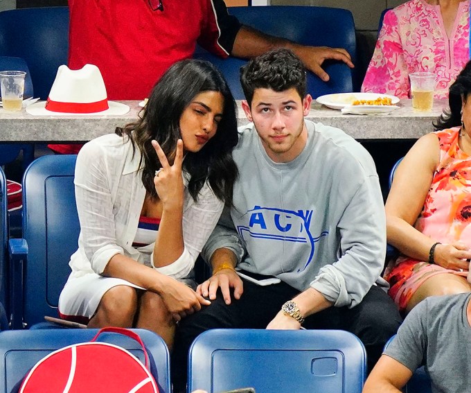 Nick Jonas & Priyanka Chopra At A Tennis Match