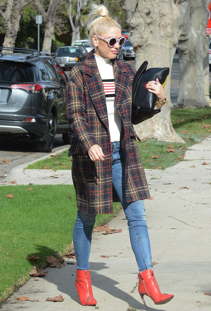 Gwen Stefani In Plaid Coat