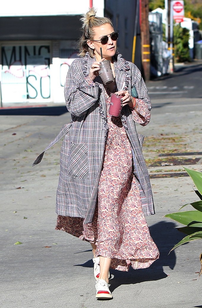 Kate Hudson In Plaid Coat