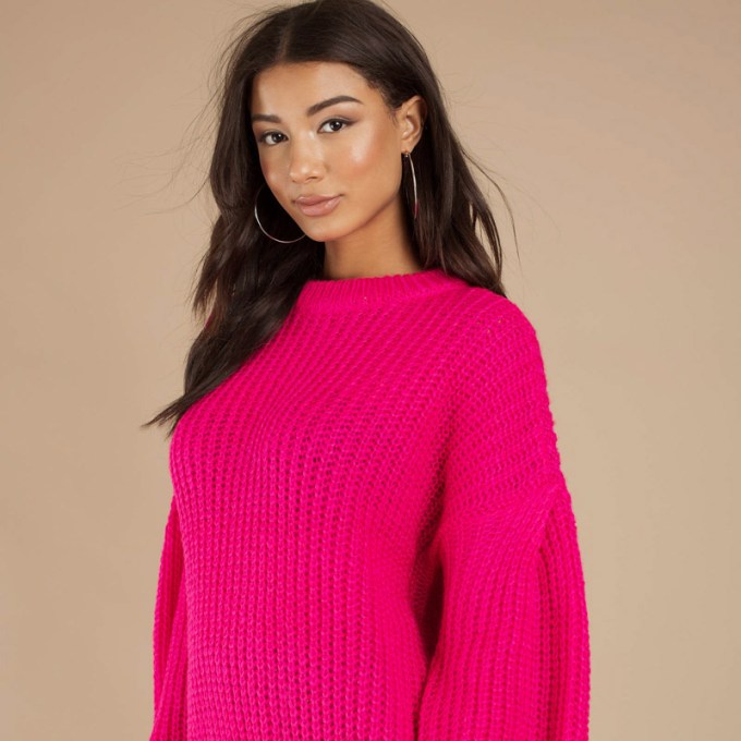 Tobi Drop It Pink Drop Sleeve Sweater