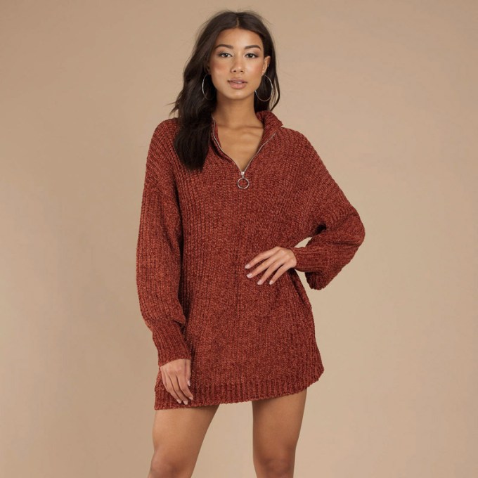 Tobi Tammy Rust Chenille Sweater Dress
