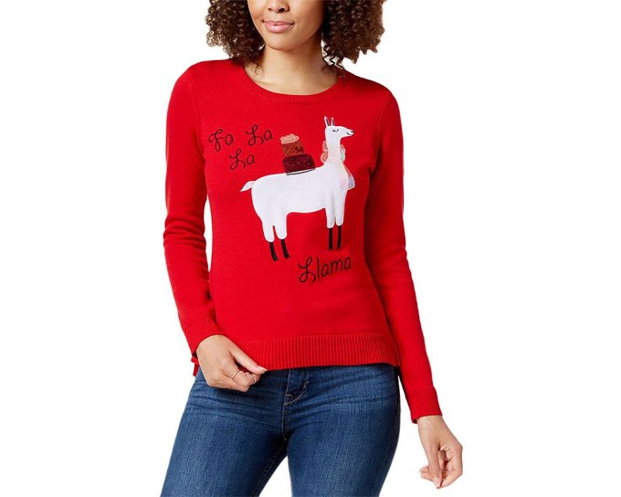 Maison Jules – Llama Sequined Holiday Crewneck Sweater- $16.46, Jet.com