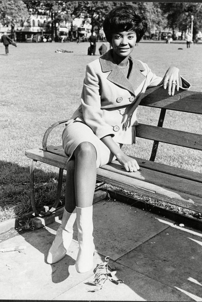 Nancy Wilson Jazz Singer On Park Bench 1965.