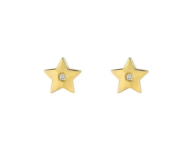 Mini Mini Jewels 14k Fine Gold Natural Diamond Accented Ladies Minimalist Star Earrings, $199