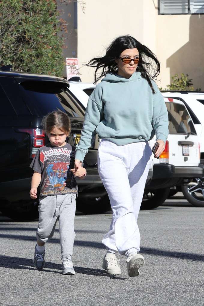 Kourtney Kardashian enjoys a coffee run with little Reign