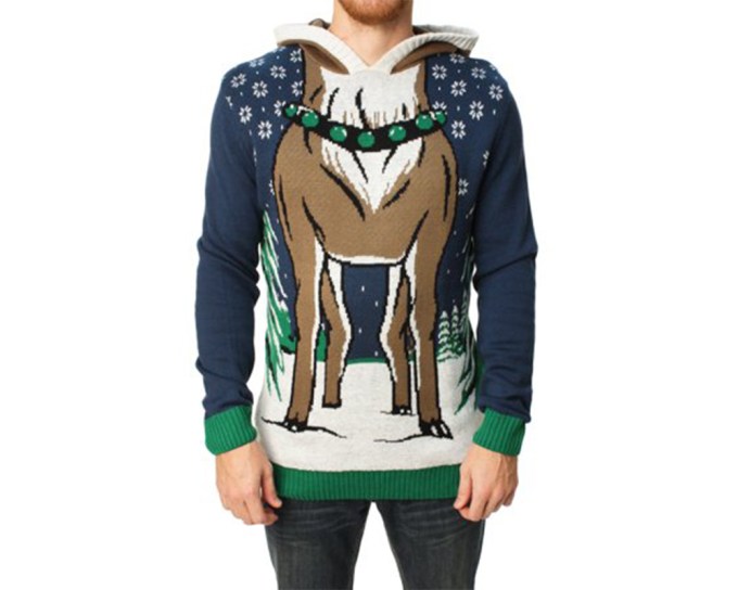 Ugly Christmas Sweater – Men’s Hooded Reindeer Sweater- $32.99, Jet.com