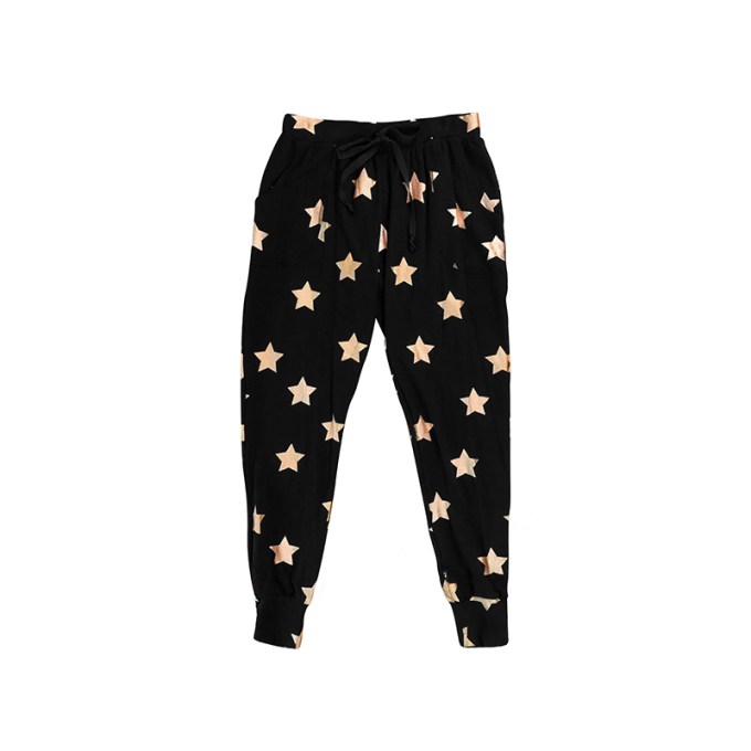 Terez Rose Gold Stars Foil French Terry Joggers, $108