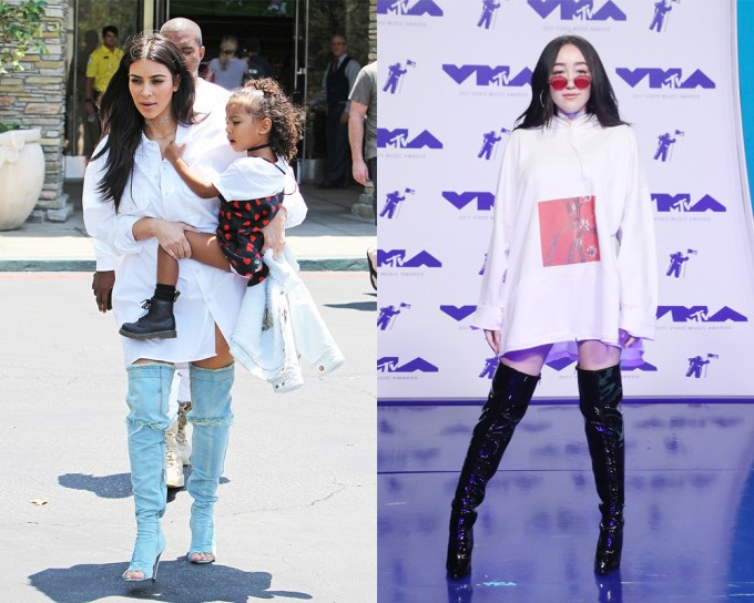 Celebs In Oversized Shirts & Thigh-High Boots