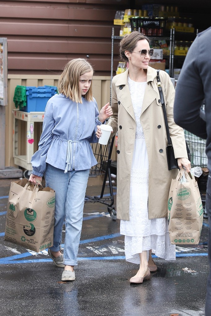 Angelina Jolie & Vivienne Jolie-Pitt Go Grocery Shopping