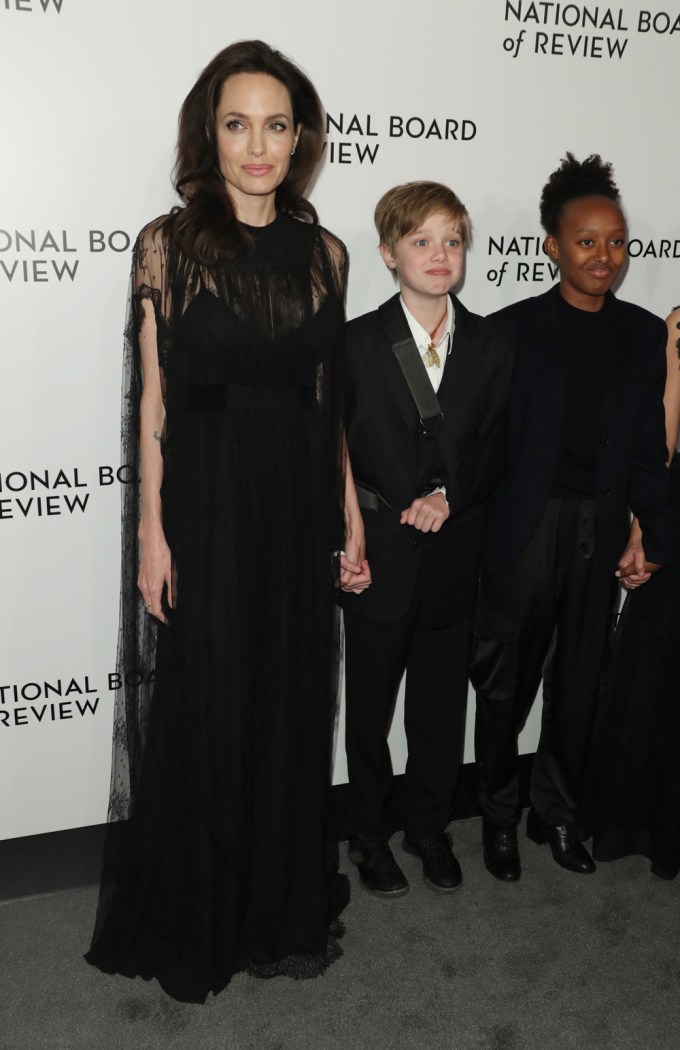 Angelina Jolie, Shiloh Jolie-Pitt and Zahara Jolie-Pitt at The National Board of Review Awards Gala