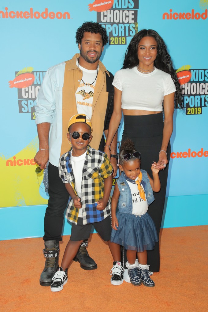 Russell Wilson, Ciara and their kids at the Nickelodeon Kids’ Choice Sports Awards