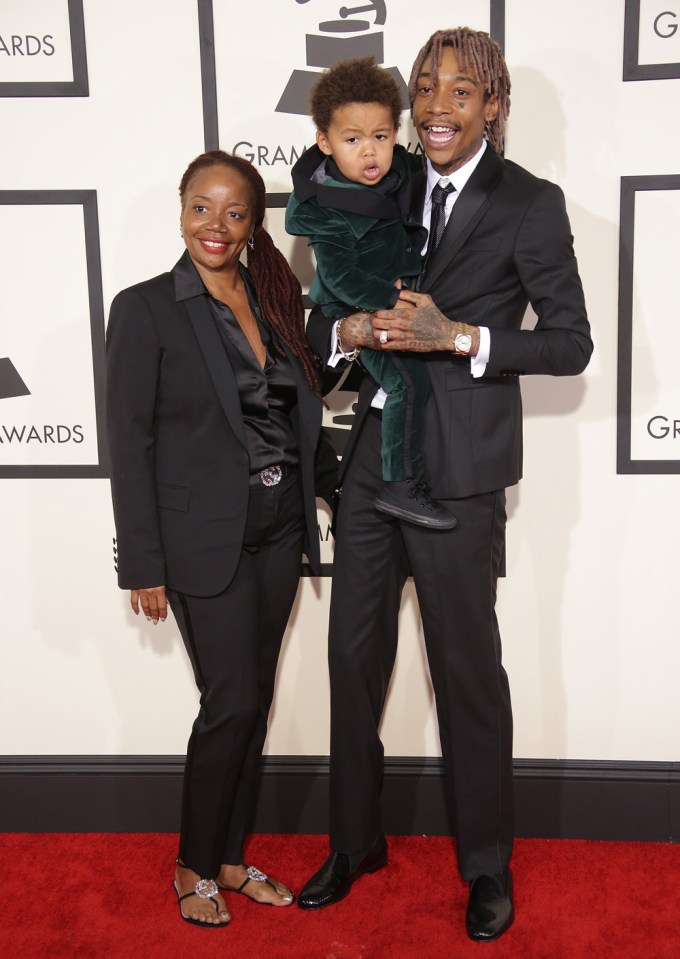 Wiz Khalifa and his son Sebastian Taylor Thomaz at the 57th Annual Grammy Awards