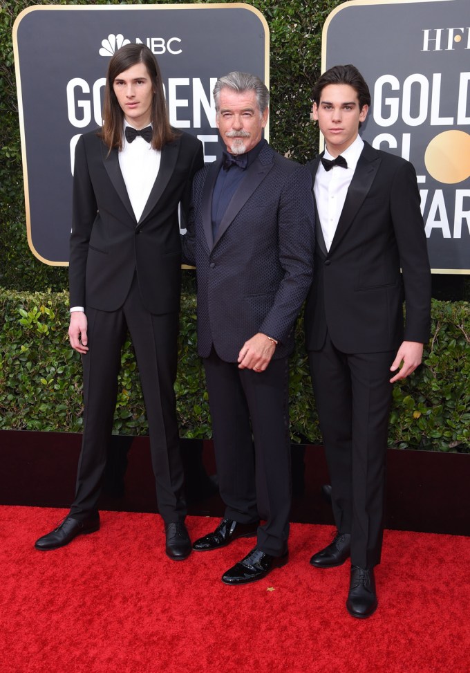 Dylan Brosnan, Pierce Brosnan and Paris Brosnan at the 77th Annual Golden Globe Awards