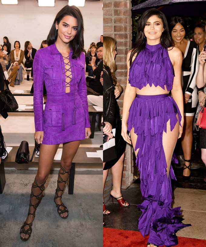 Kendall & Kylie Jenner In Purple Dresses