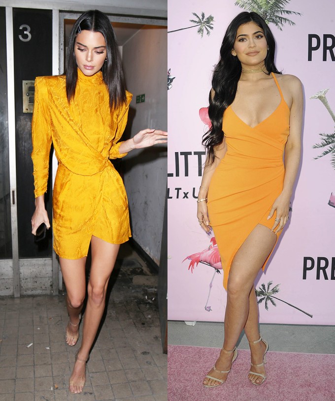 Kendall & Kylie Jenner In Bright Dresses