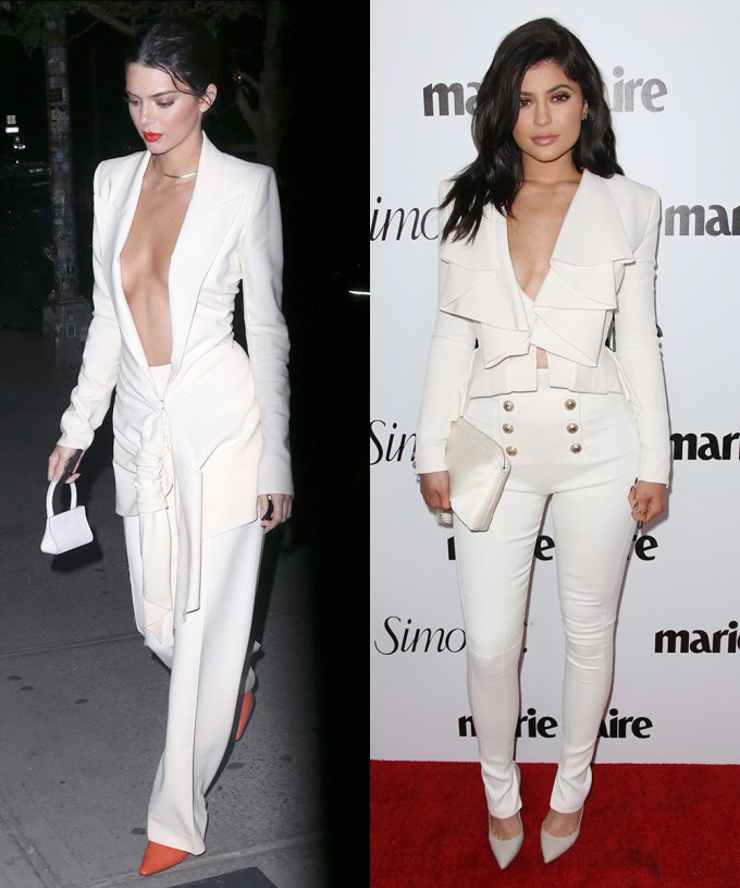 Kendall & Kylie Jenner In White Suits