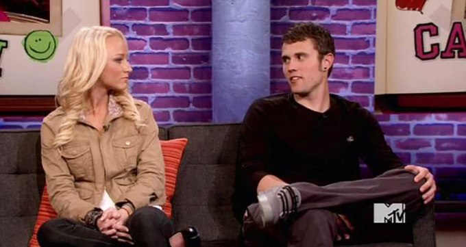 Maci Bookout and Ryan Edwards sit next to each other during a TV appearance