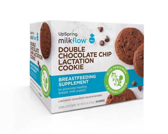 NEW! UpSpring Milkflow Fenugreek Double Chocolate Chip Lactation Cookies, 20 count