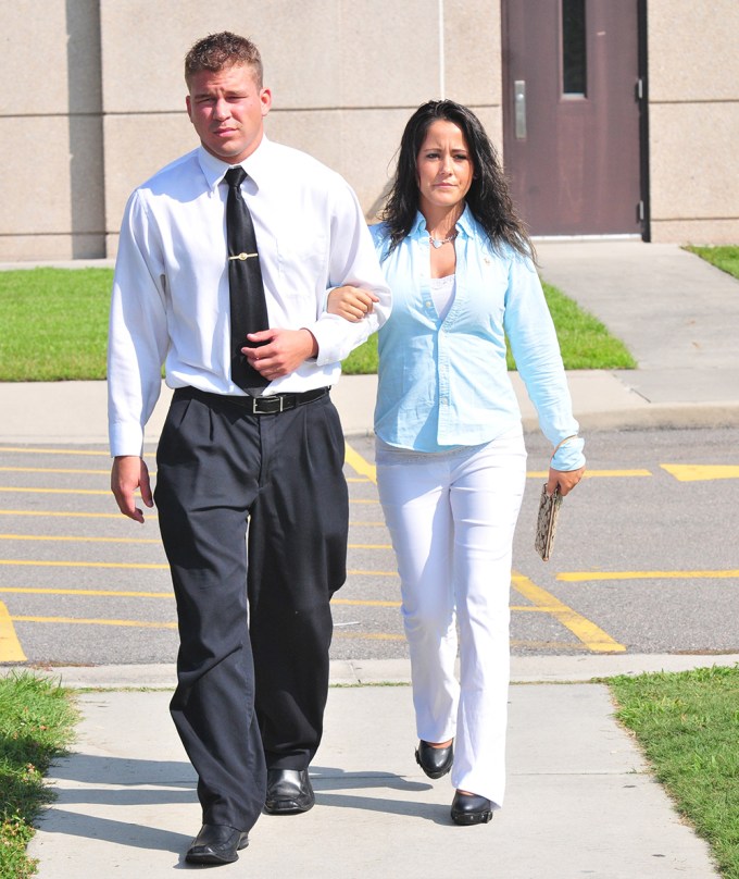 Jenelle Evans and Nathan Griffith walk together