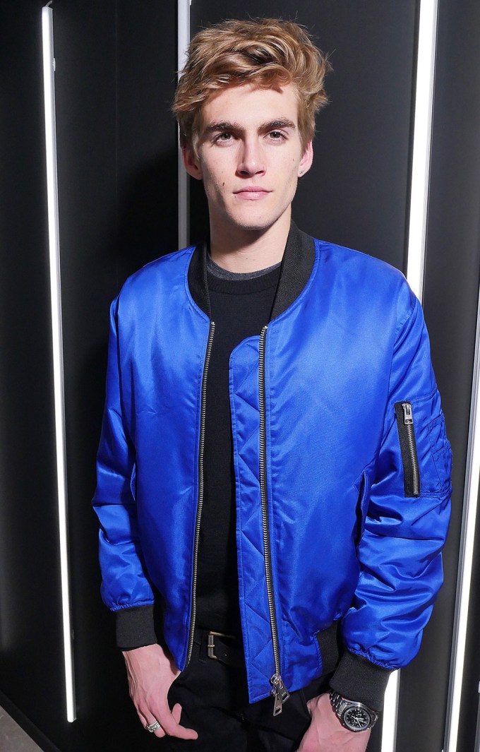 Presley Gerber in a blue jacket