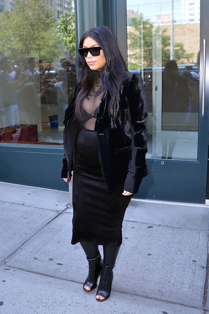 Kim Kardashian in a see-through top while pregnant