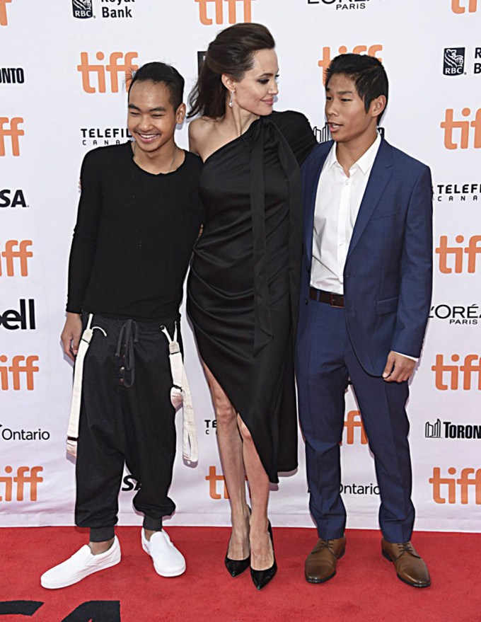 Angelina Jolie With Pax & Maddox At The Toronto International Film Festival