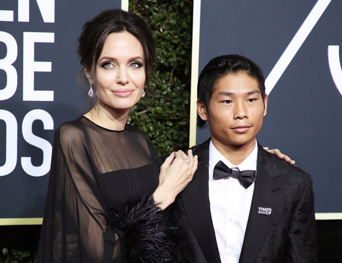Angelina Jolie & Pax At The 2018 Golden Globe Awards