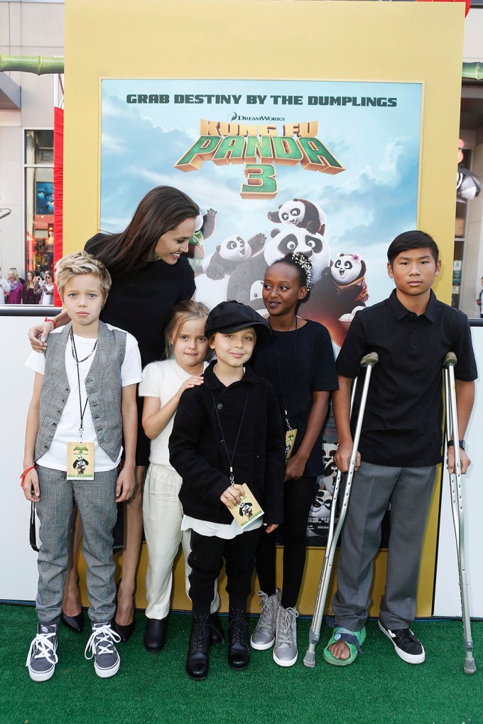 Angelina Jolie With Her Kids At The ‘Kung Fu Panda 3’ Premiere