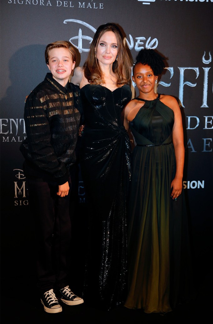 Angelina Jolie Takes Shiloh & Zahara To The European Premiere Of The ‘Maleficent’ Sequel