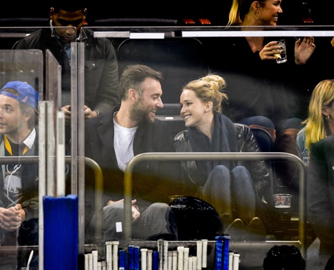Jennifer Lawrence & Cooke Maroney At The New York Rangers Game