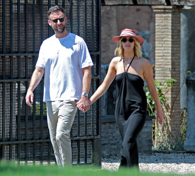 Jennifer Lawrence & Cooke Maroney Walking In Rome