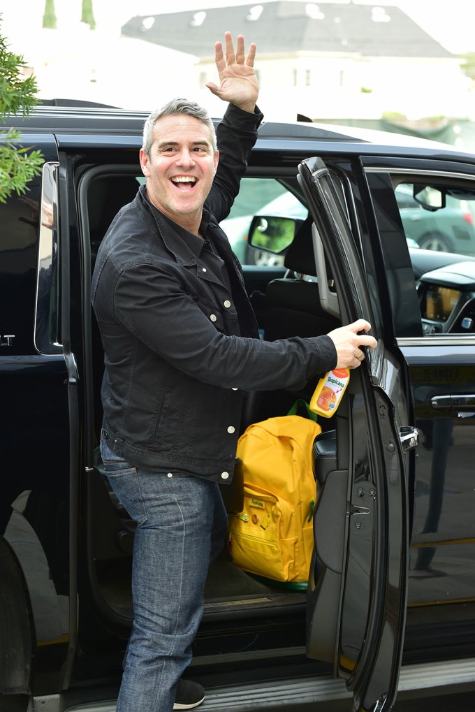 Andy Cohen Waiting for a ride Outside of SiriusXM