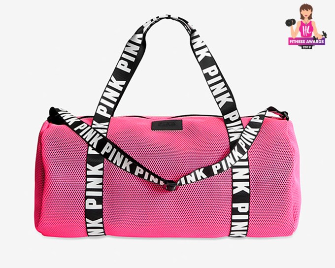Best Accessories, Equipment and Devices — VS Pink Waffle Mesh Weekender Duffle, $39.95, Victoria’s Secret