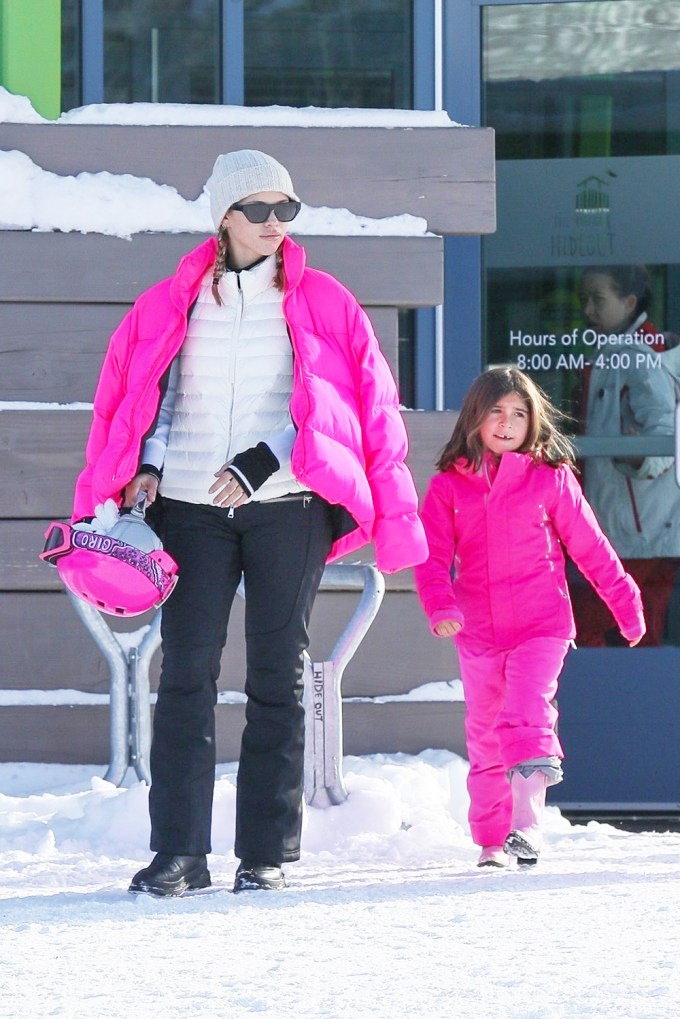 Sofia Richie and little Penelope hit the bunny slopes wearing matching colors!