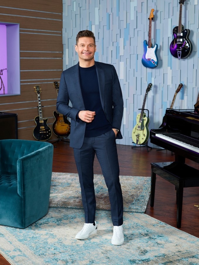 Ryan Seacrest Wears A Blue Suit For American Idol