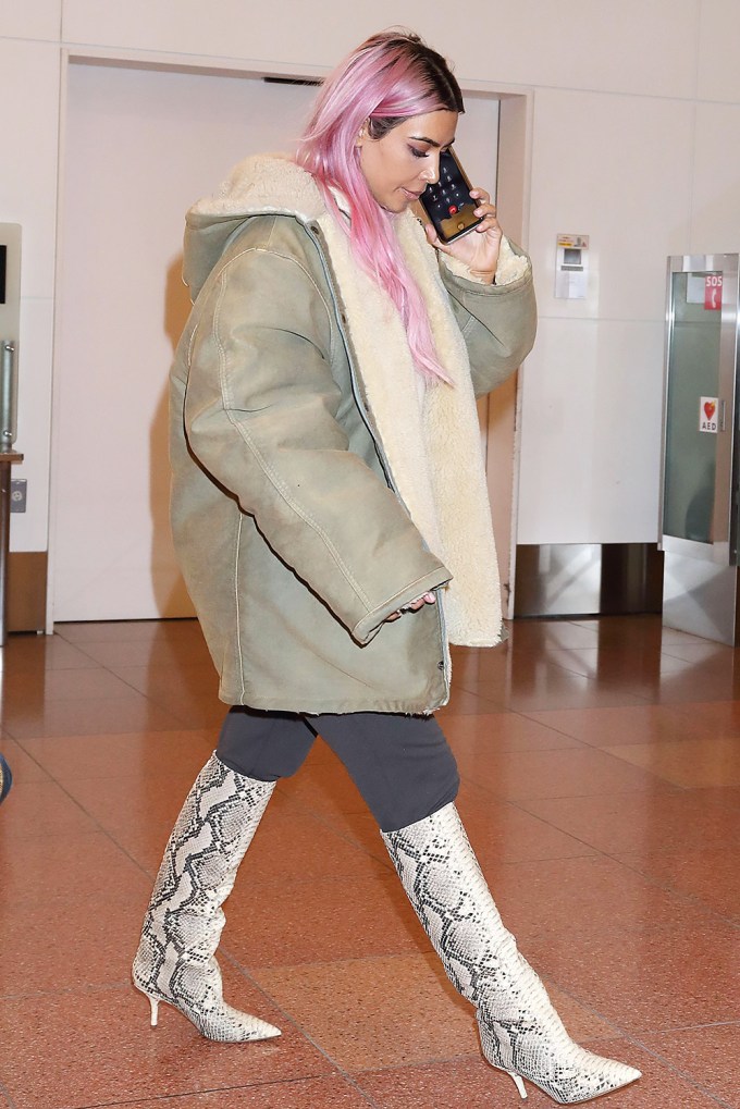 Kim Kardashian In Snakeskin Boots