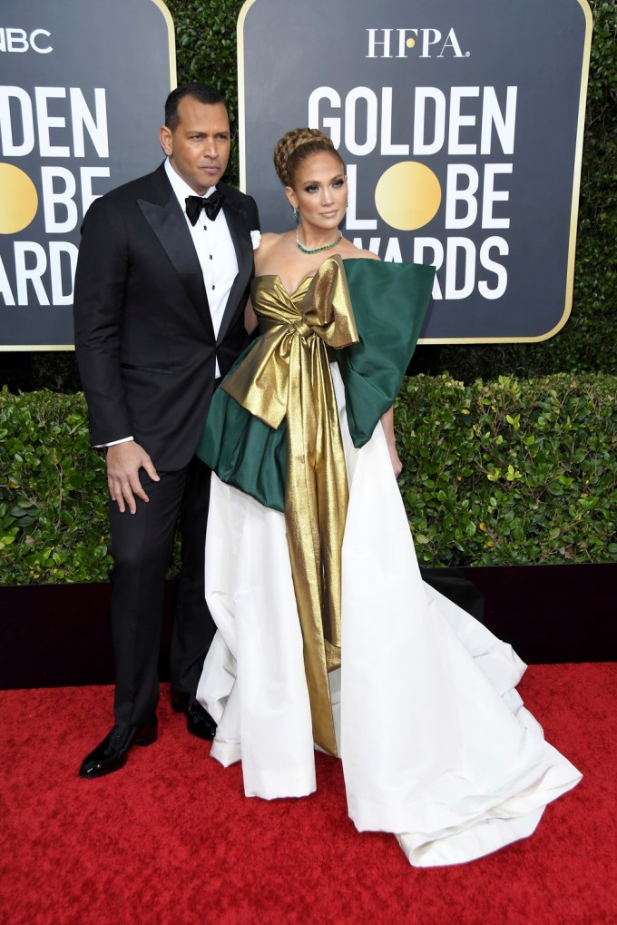 Alex Rodriguez and Jennifer Lopez at the 77th Golden Globe Awards