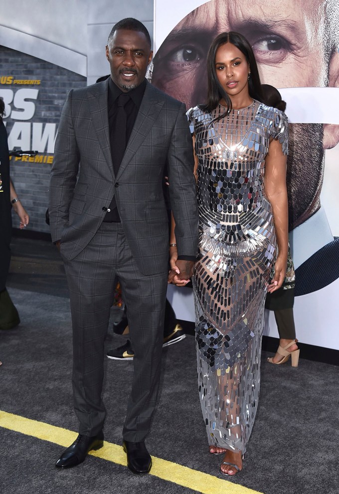 Idris Elba and Sabrina Dhowre Elba at a premiere.