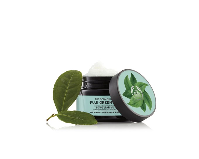 The Body Shop Fuji Green Tea™ Refreshingly Purifying Cleansing Hair Scrub, $18, The Body Shop