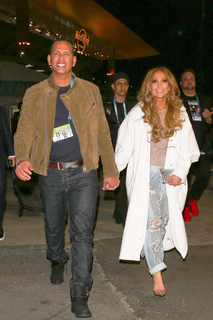 Jennifer Lopez & Alex Rodriguez Leave The Super Bowl LIV