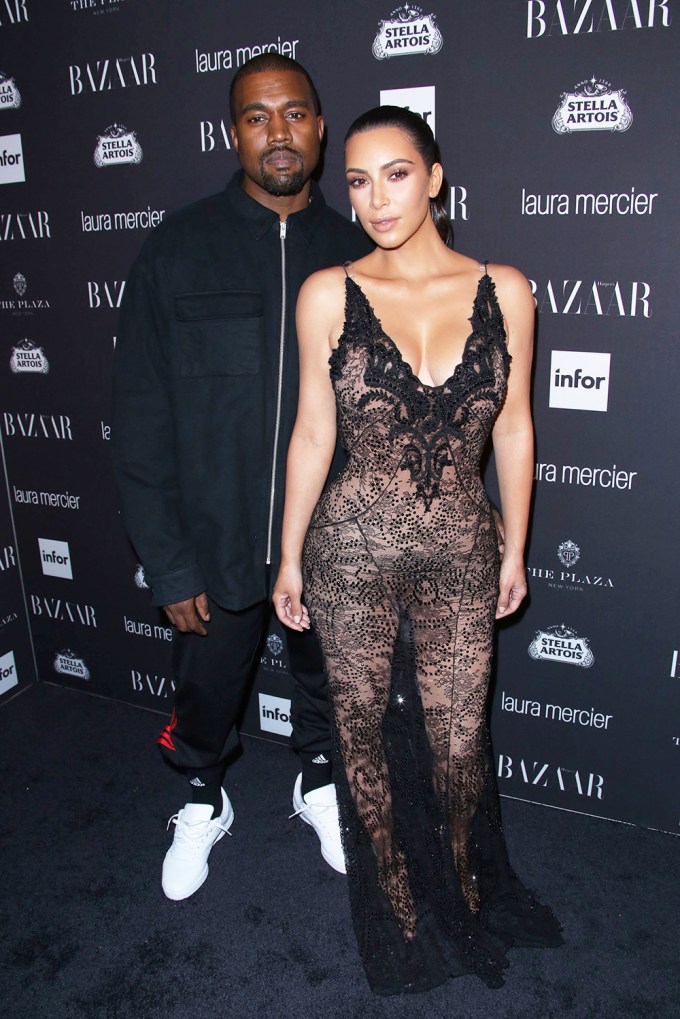 Kim Kardashian & Kanye West At The Harper’s Bazaar ICONS party