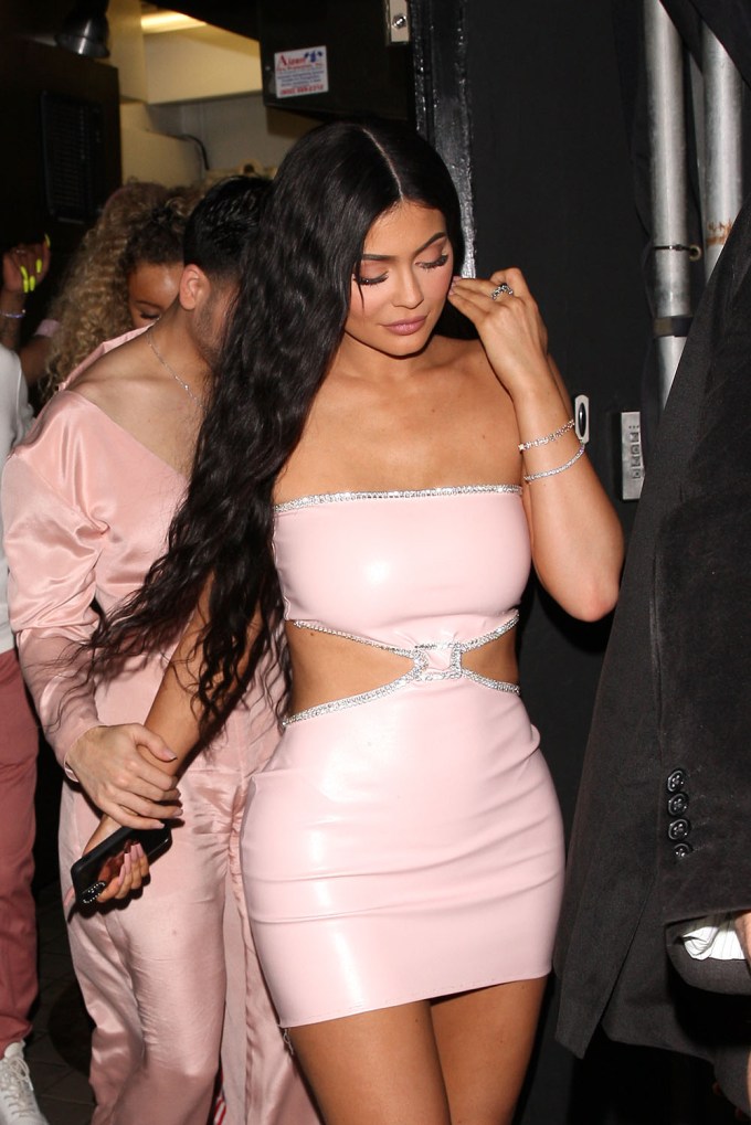 Kylie Jenner In A Pink Mini Dress From Yung Reaper